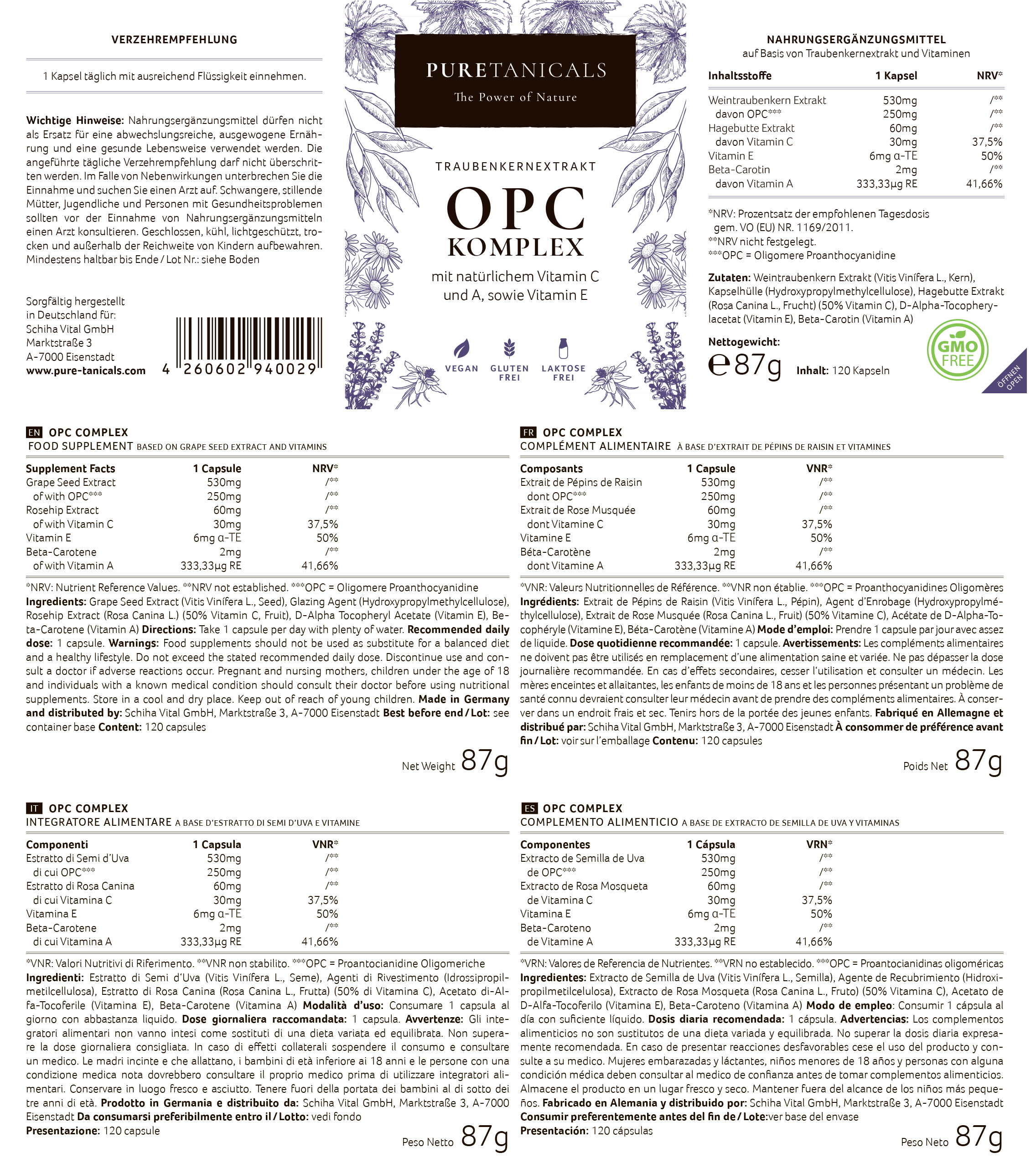 Puretanicals | OPC grape seed extract | Capsule